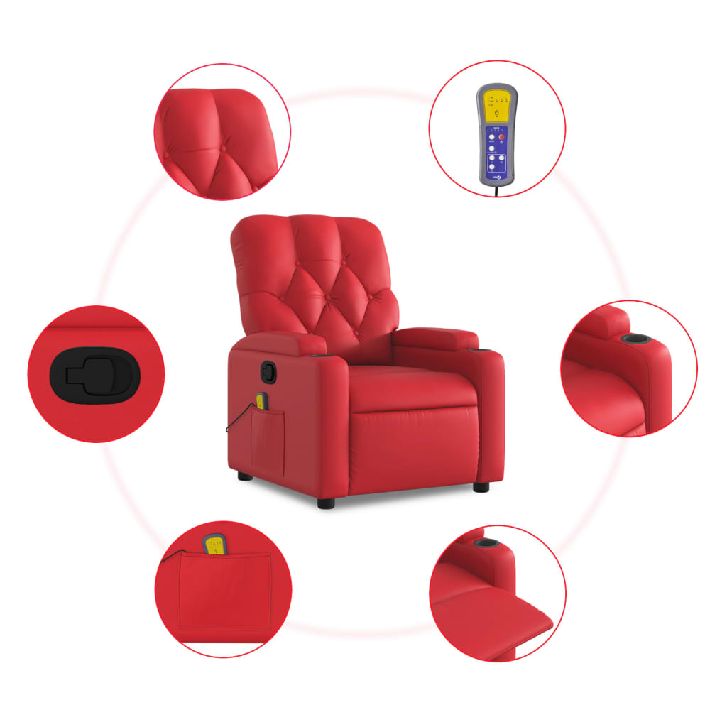 Massagestoel verstelbaar kunstleer rood is nu te koop bij PeponiXL, paradijselijk wonen!