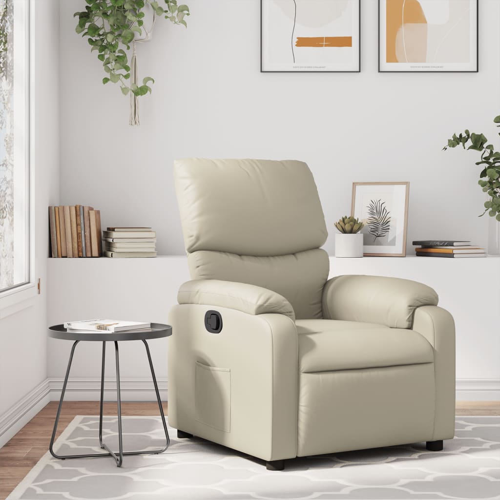 Fauteuil verstelbaar kunstleer crèmekleurig is nu te koop bij PeponiXL, paradijselijk wonen!