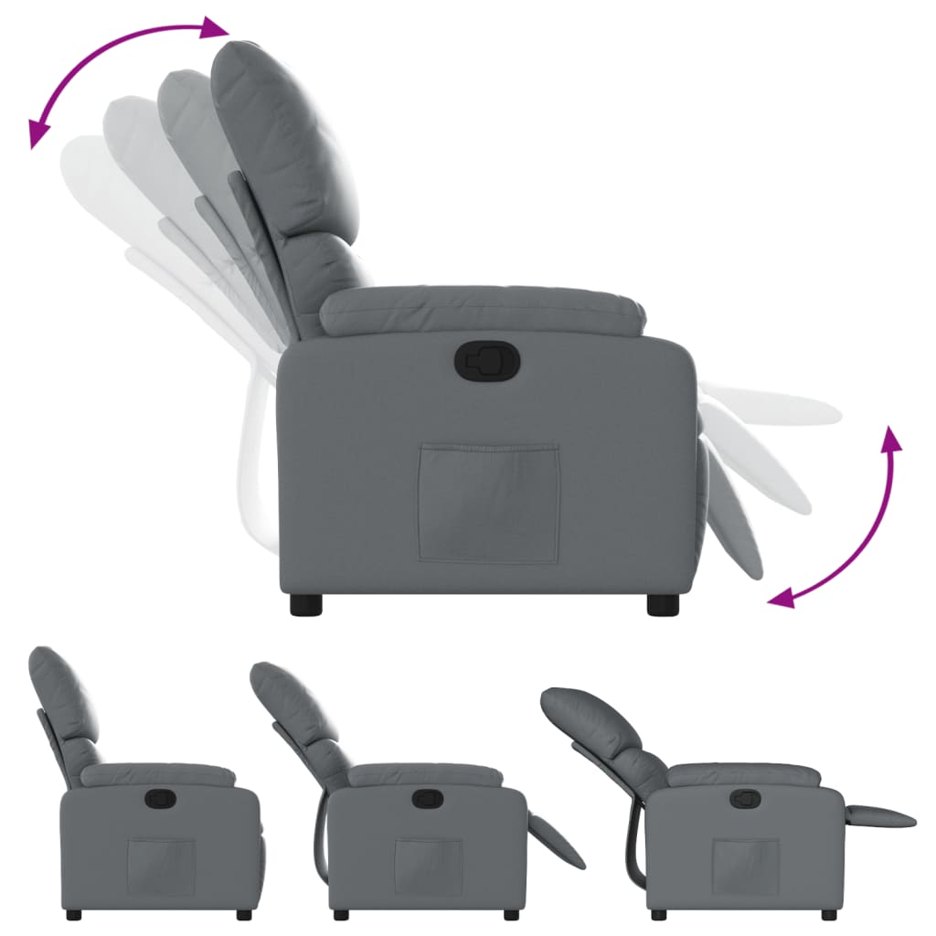 Fauteuil verstelbaar kunstleer grijs is nu te koop bij PeponiXL, paradijselijk wonen!