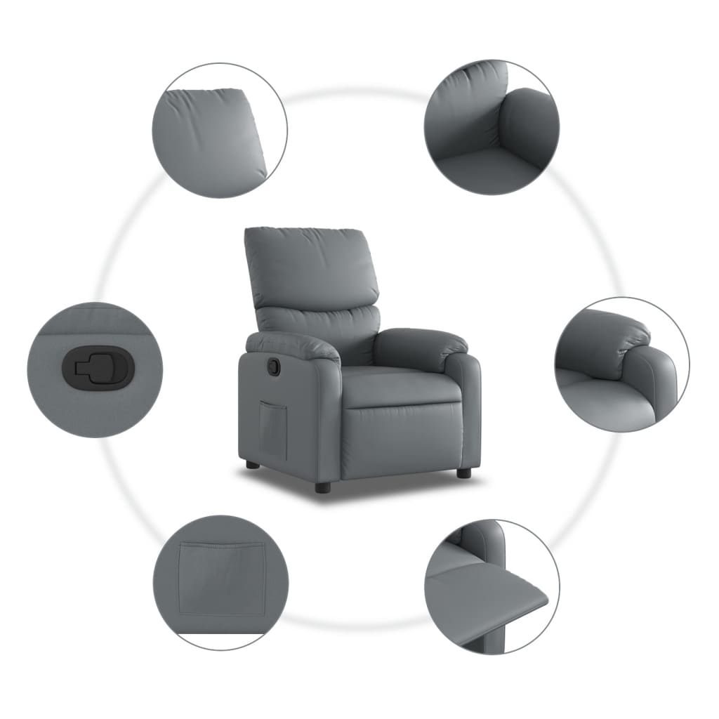Fauteuil verstelbaar kunstleer grijs is nu te koop bij PeponiXL, paradijselijk wonen!