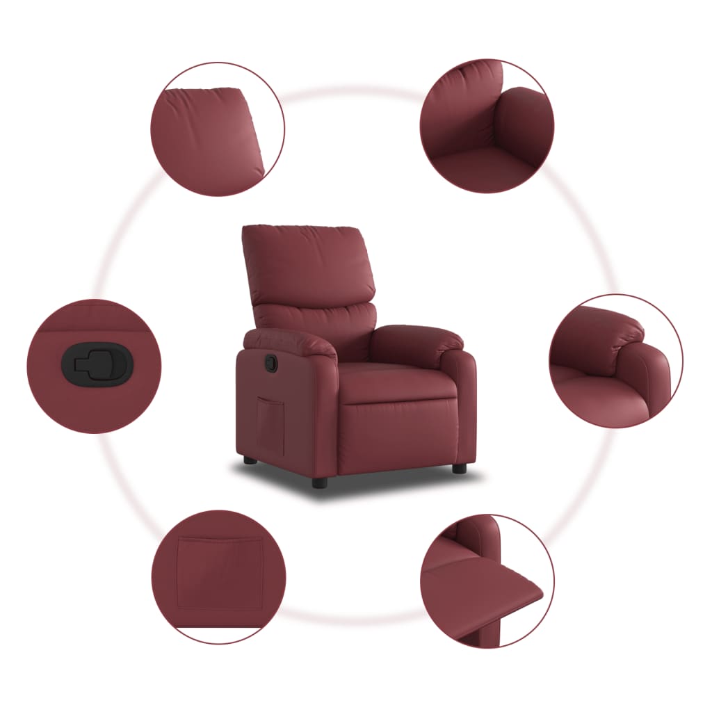 Fauteuil verstelbaar kunstleer wijnrood is nu te koop bij PeponiXL, paradijselijk wonen!