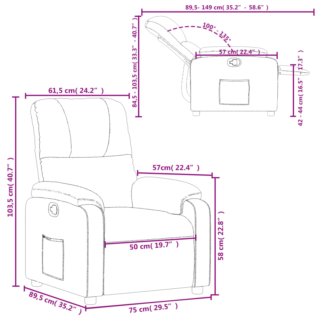 Fauteuil verstelbaar microvezelstof bruin is nu te koop bij PeponiXL, paradijselijk wonen!