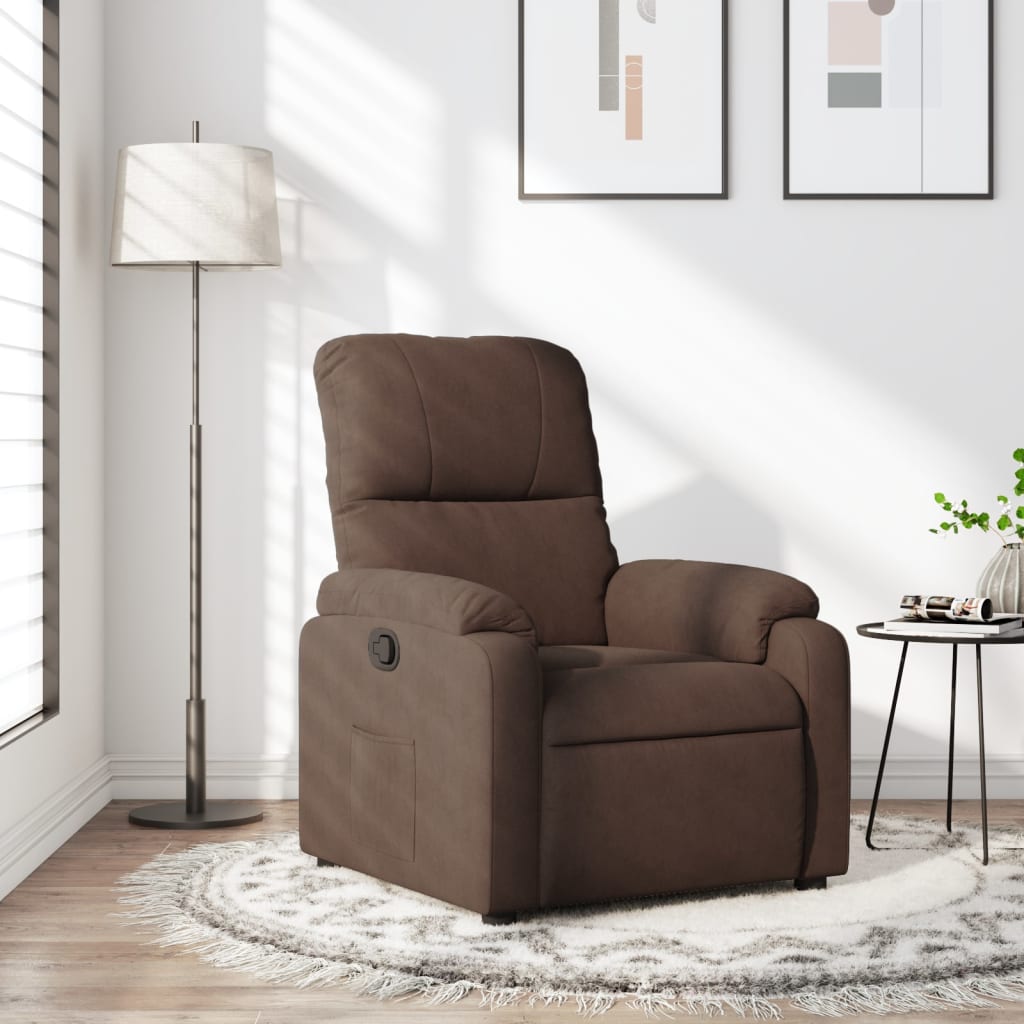 Fauteuil verstelbaar microvezelstof bruin is nu te koop bij PeponiXL, paradijselijk wonen!