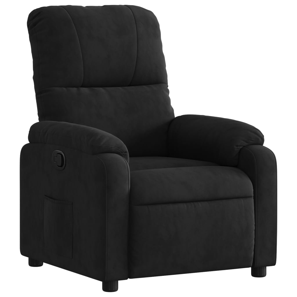 Fauteuil verstelbaar microvezelstof zwart is nu te koop bij PeponiXL, paradijselijk wonen!