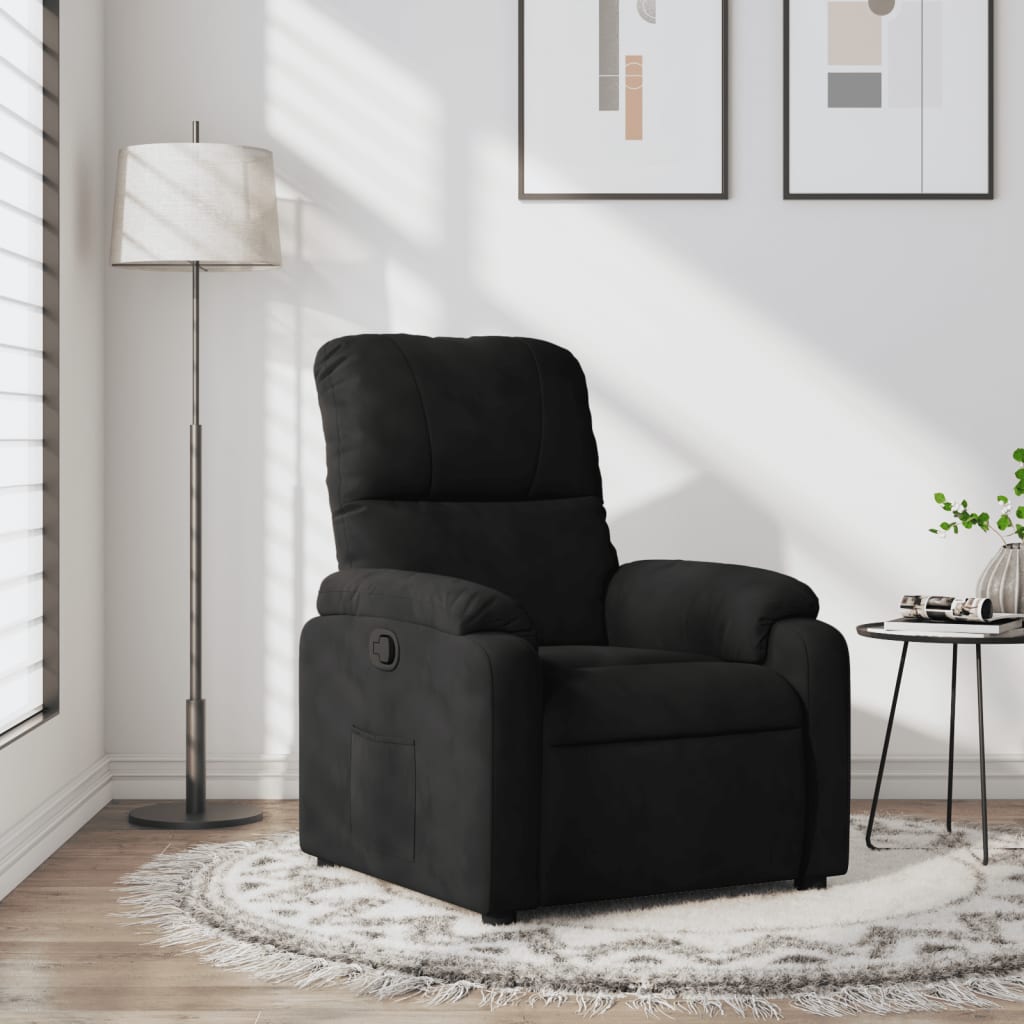 Fauteuil verstelbaar microvezelstof zwart is nu te koop bij PeponiXL, paradijselijk wonen!