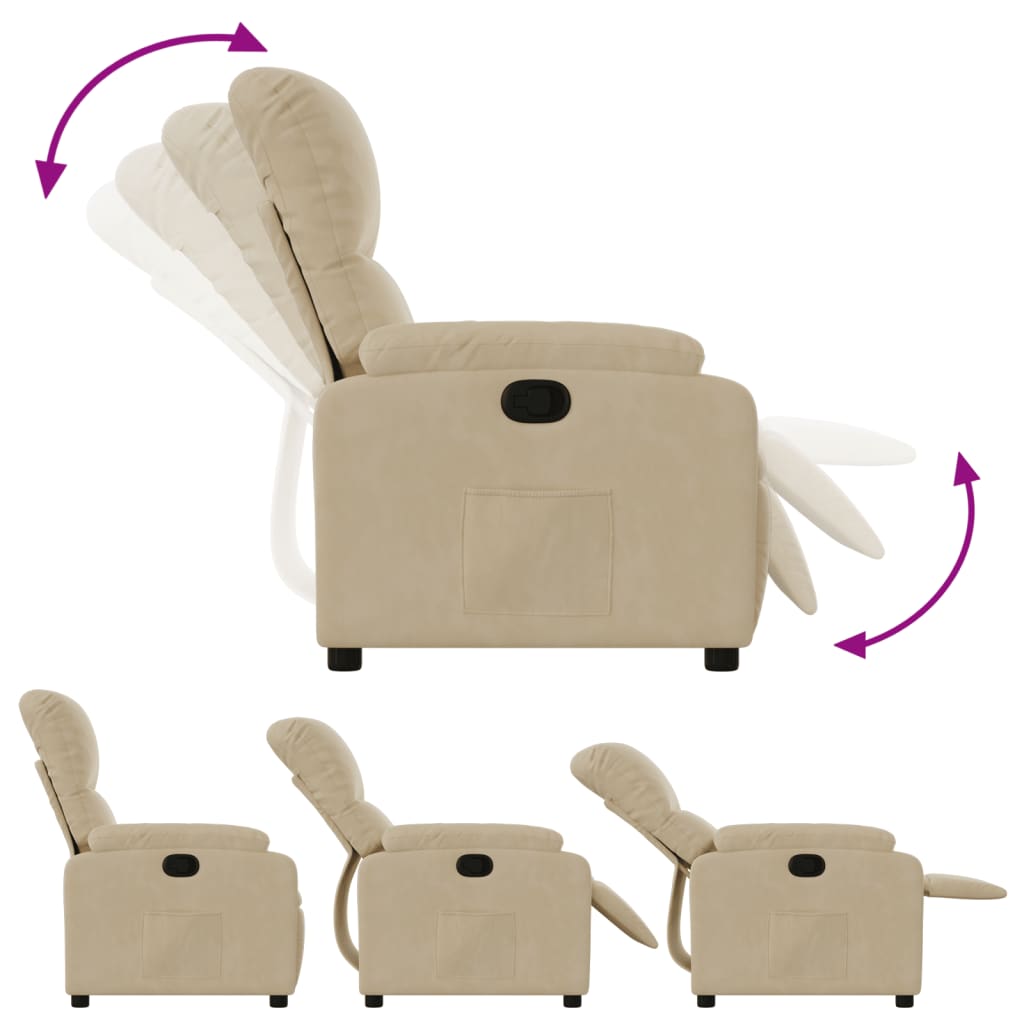 Fauteuil verstelbaar microvezelstof crèmekleurig is nu te koop bij PeponiXL, paradijselijk wonen!