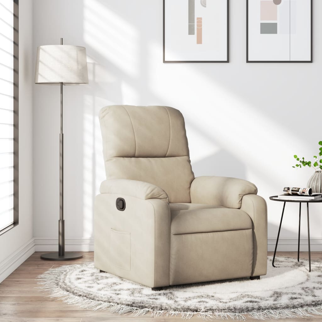 Fauteuil verstelbaar microvezelstof crèmekleurig is nu te koop bij PeponiXL, paradijselijk wonen!