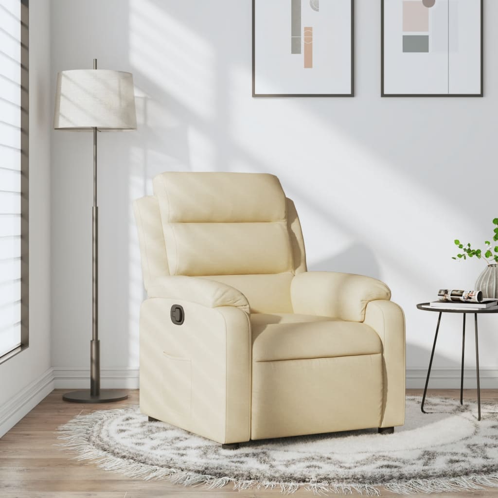 Fauteuil verstelbaar stof crèmekleurig is nu te koop bij PeponiXL, paradijselijk wonen!