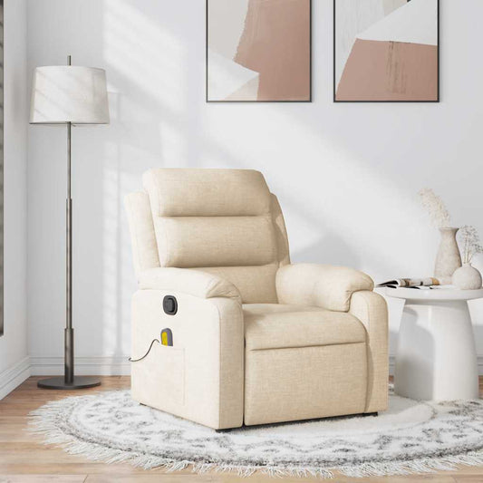 Massagestoel verstelbaar stof crèmekleurig is nu te koop bij PeponiXL, paradijselijk wonen!