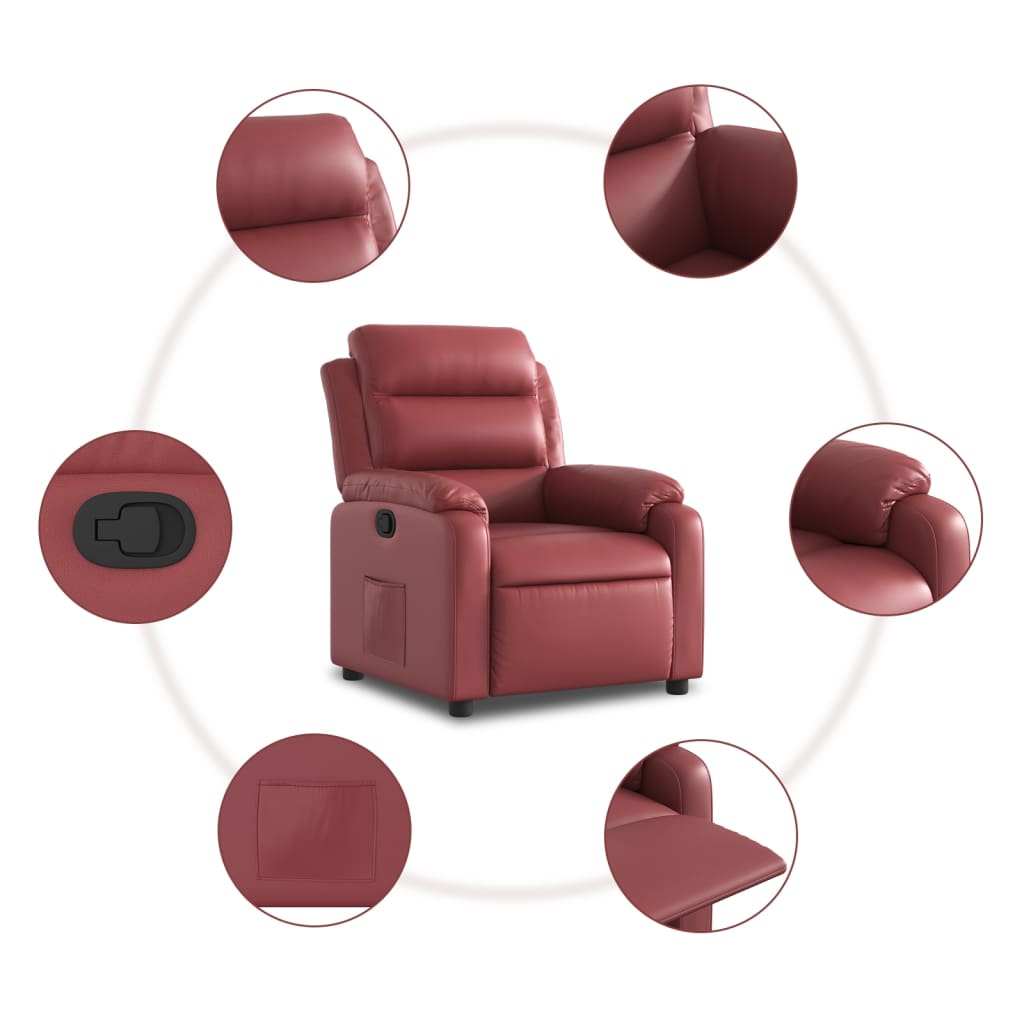 Fauteuil verstelbaar kunstleer wijnrood is nu te koop bij PeponiXL, paradijselijk wonen!