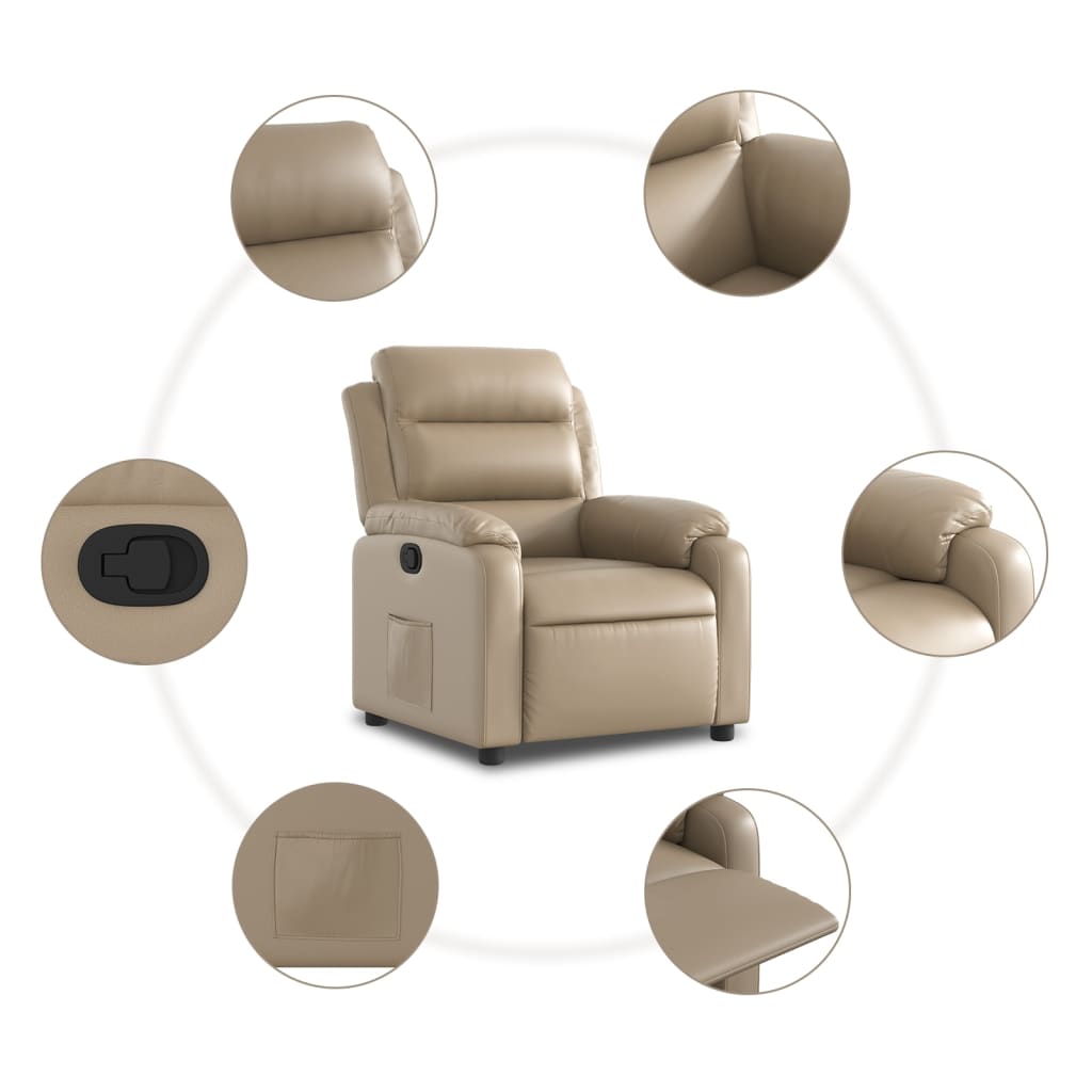 Fauteuil verstelbaar kunstleer cappuccinokleurig is nu te koop bij PeponiXL, paradijselijk wonen!
