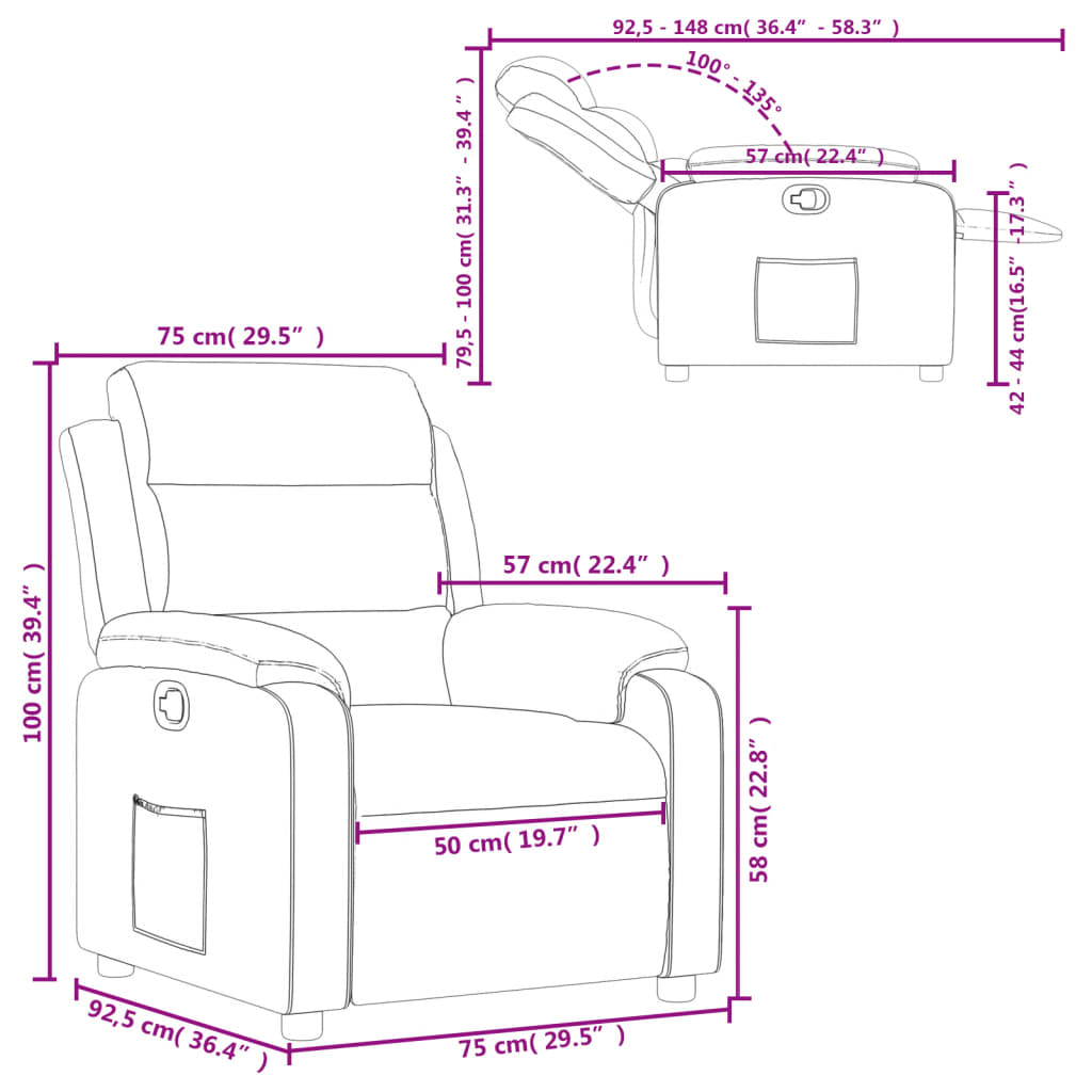Fauteuil verstelbaar kunstleer cappuccinokleurig is nu te koop bij PeponiXL, paradijselijk wonen!
