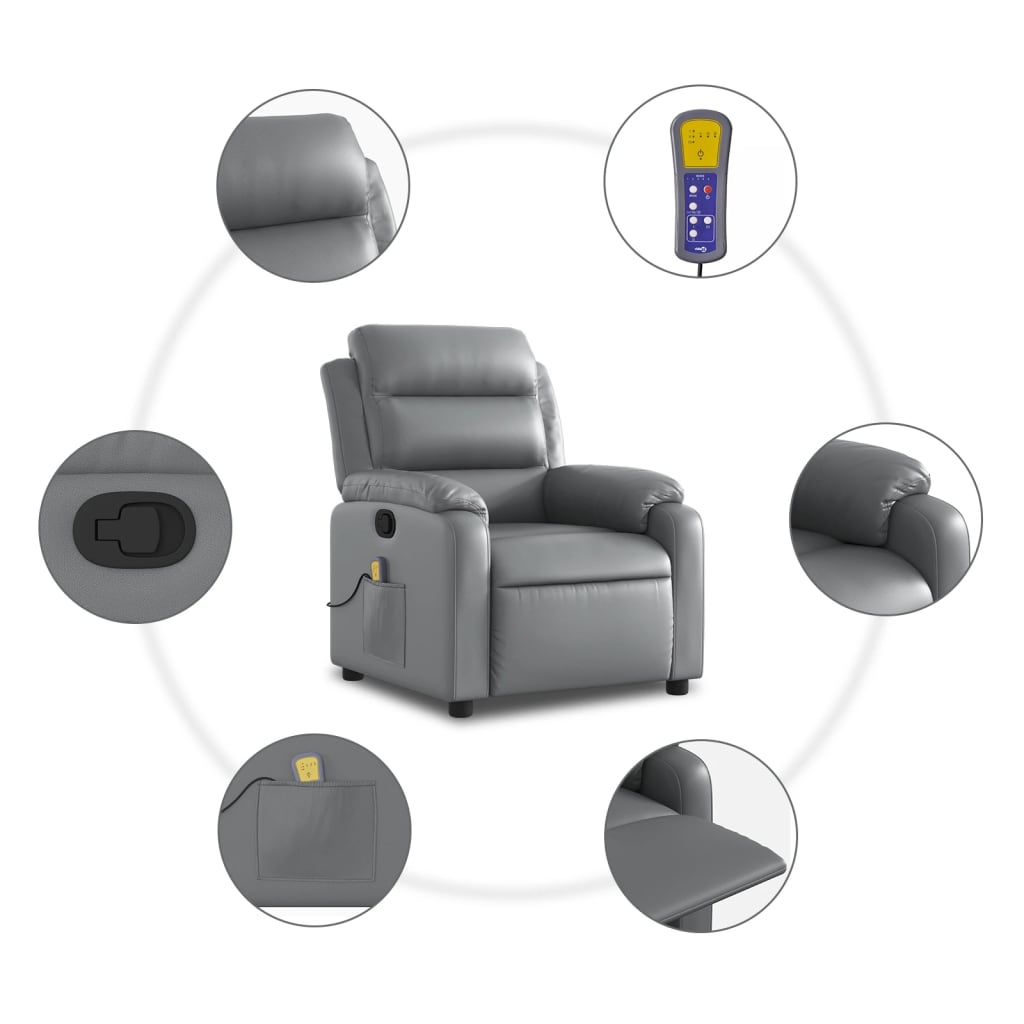 Massagestoel verstelbaar kunstleer grijs is nu te koop bij PeponiXL, paradijselijk wonen!