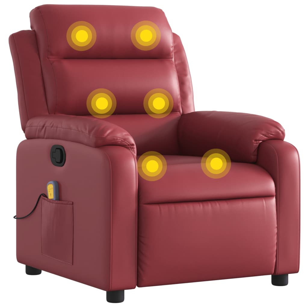 Massagestoel verstelbaar kunstleer wijnrood is nu te koop bij PeponiXL, paradijselijk wonen!