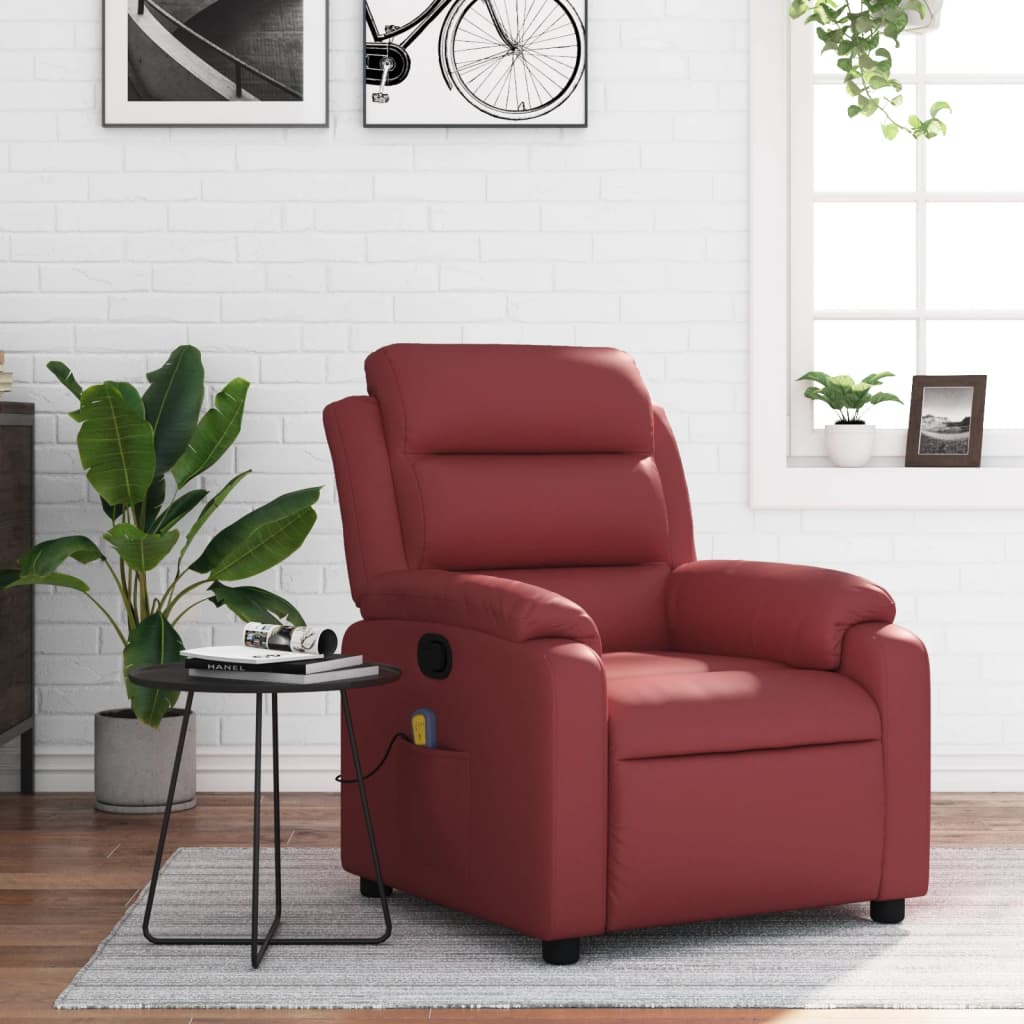 Massagestoel verstelbaar kunstleer wijnrood is nu te koop bij PeponiXL, paradijselijk wonen!