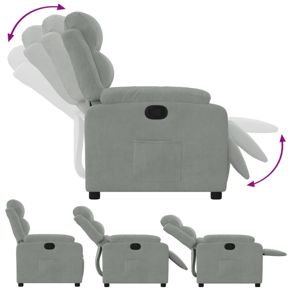 Fauteuil verstelbaar fluweel lichtgrijs is nu te koop bij PeponiXL, paradijselijk wonen!