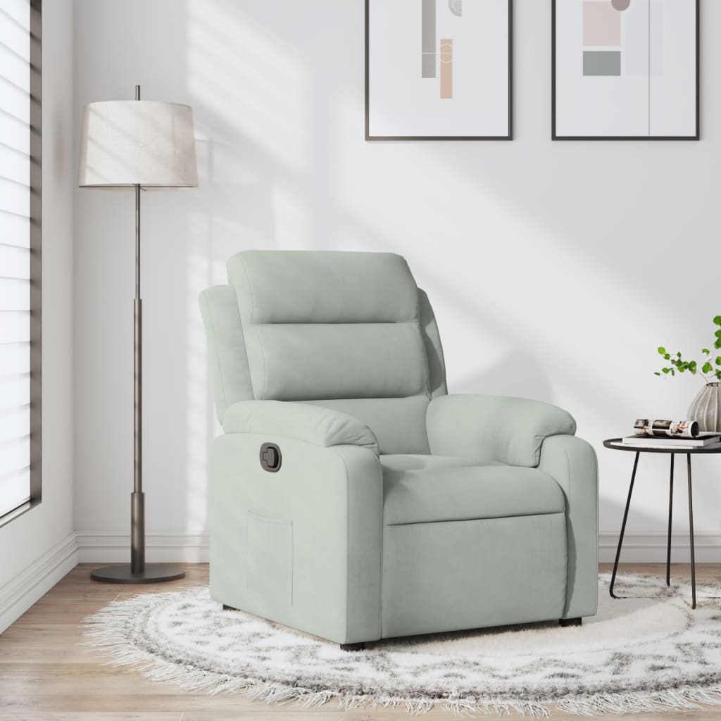 Fauteuil verstelbaar fluweel lichtgrijs is nu te koop bij PeponiXL, paradijselijk wonen!