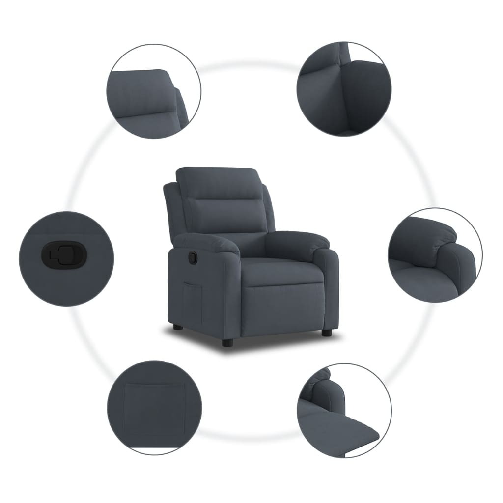 Fauteuil verstelbaar fluweel donkergrijs is nu te koop bij PeponiXL, paradijselijk wonen!