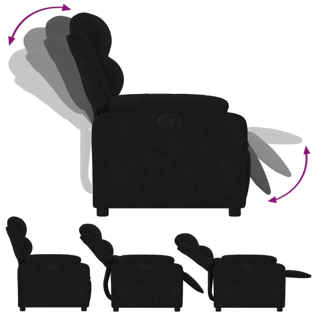 Fauteuil verstelbaar fluweel zwart is nu te koop bij PeponiXL, paradijselijk wonen!