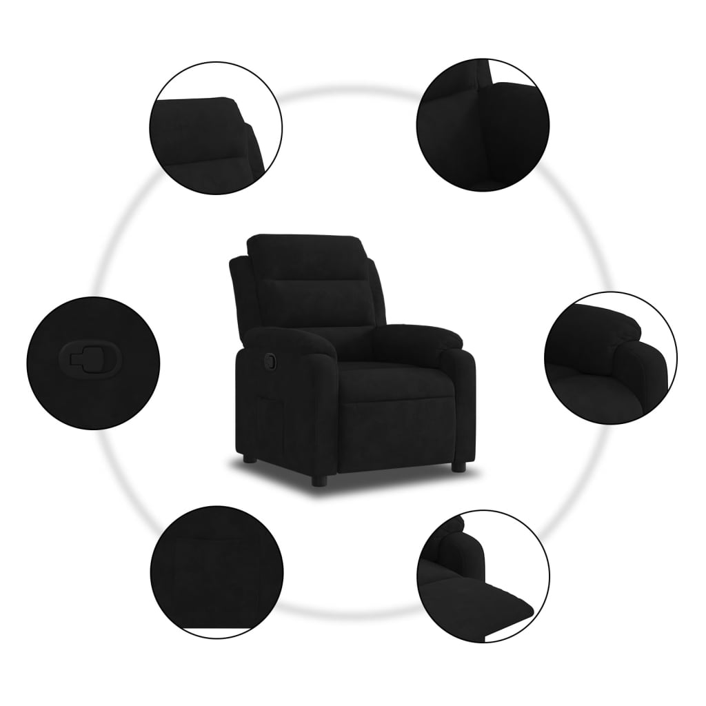 Fauteuil verstelbaar fluweel zwart is nu te koop bij PeponiXL, paradijselijk wonen!