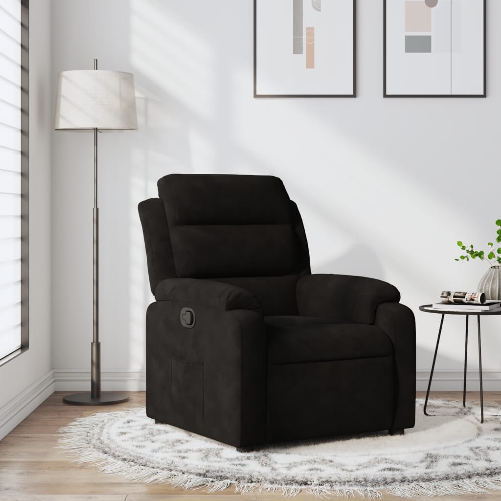 Fauteuil verstelbaar fluweel zwart is nu te koop bij PeponiXL, paradijselijk wonen!