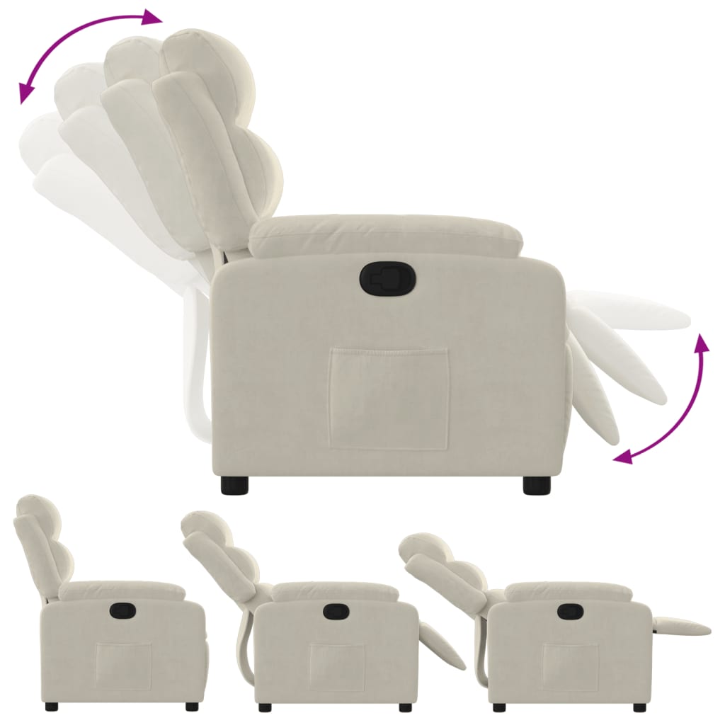 Fauteuil verstelbaar fluweel crèmekleurig is nu te koop bij PeponiXL, paradijselijk wonen!