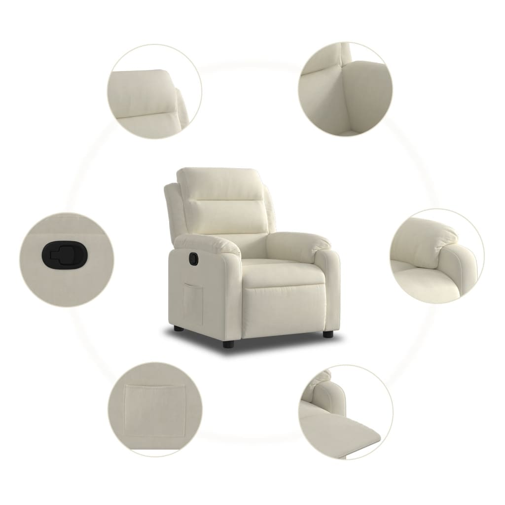 Fauteuil verstelbaar fluweel crèmekleurig is nu te koop bij PeponiXL, paradijselijk wonen!