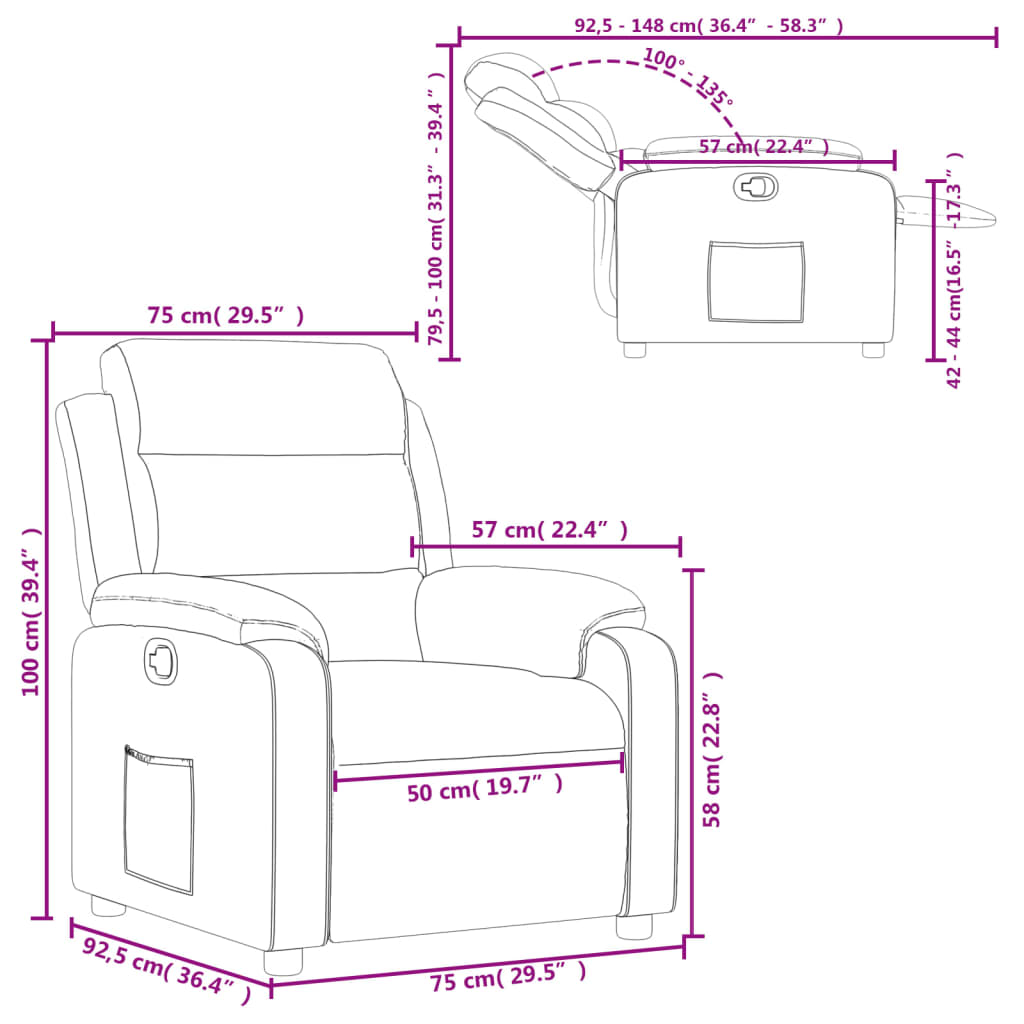 Fauteuil verstelbaar fluweel crèmekleurig is nu te koop bij PeponiXL, paradijselijk wonen!