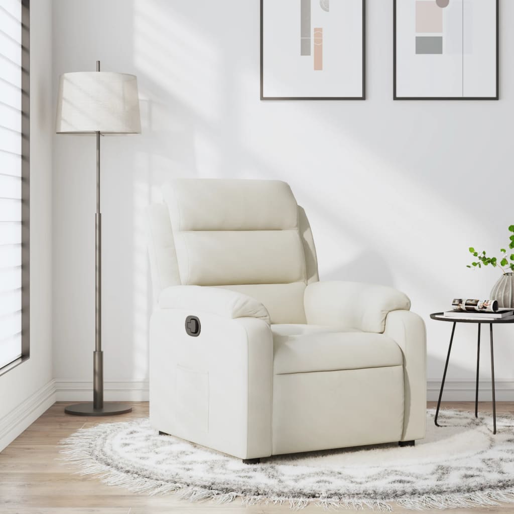 Fauteuil verstelbaar fluweel crèmekleurig is nu te koop bij PeponiXL, paradijselijk wonen!