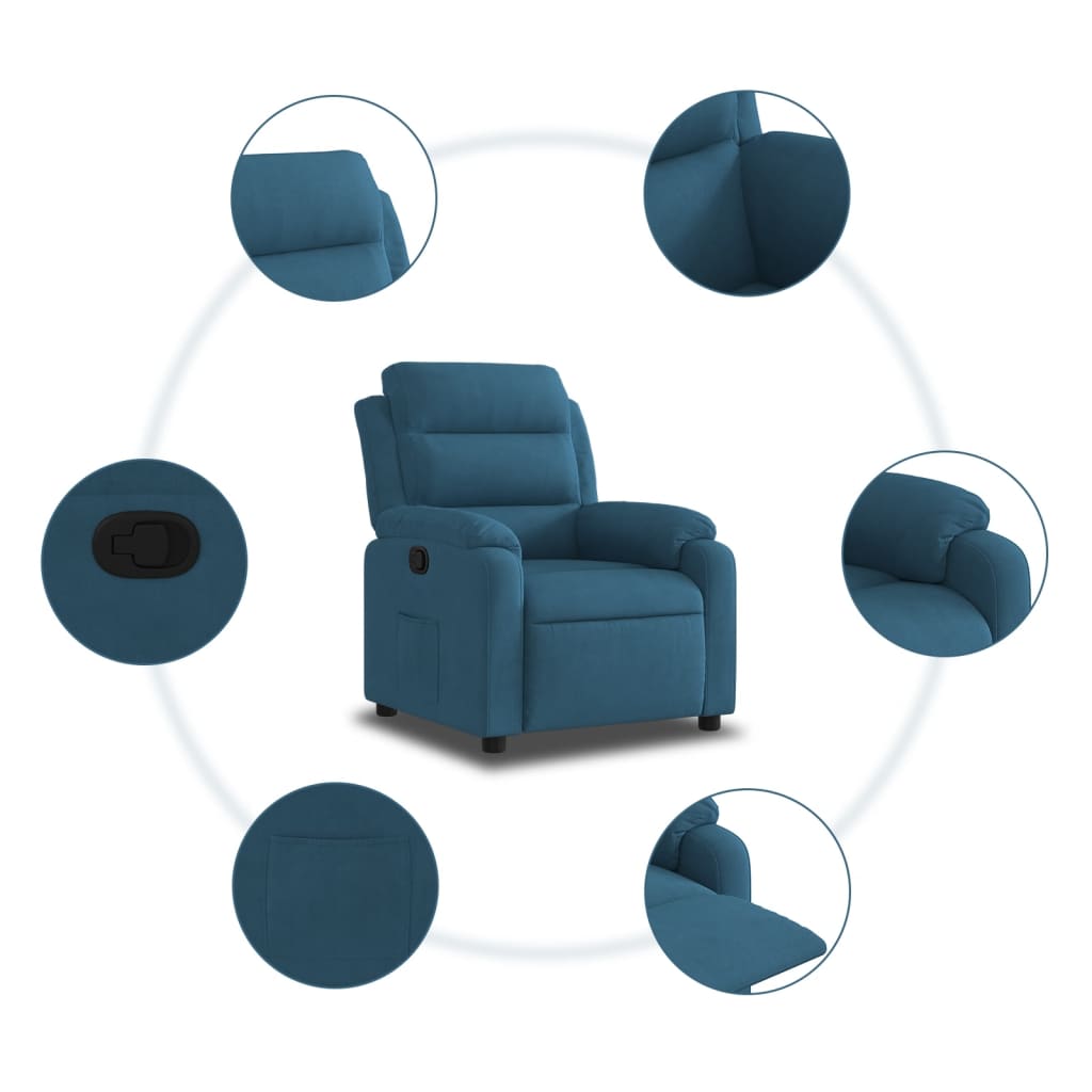 Fauteuil verstelbaar fluweel blauw is nu te koop bij PeponiXL, paradijselijk wonen!