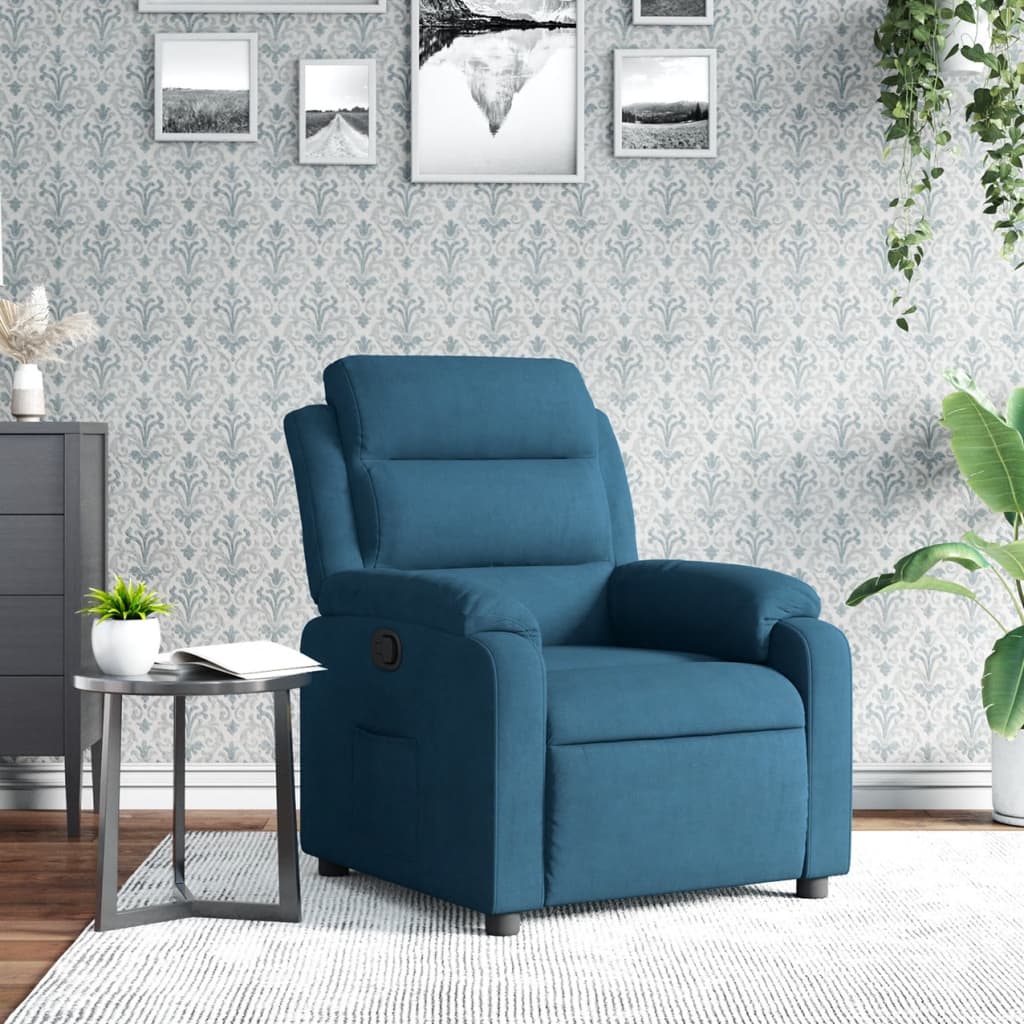 Fauteuil verstelbaar fluweel blauw is nu te koop bij PeponiXL, paradijselijk wonen!