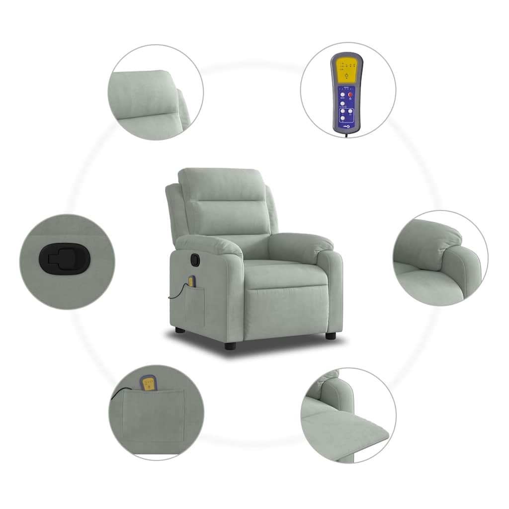 Massagestoel verstelbaar fluweel lichtgrijs is nu te koop bij PeponiXL, paradijselijk wonen!