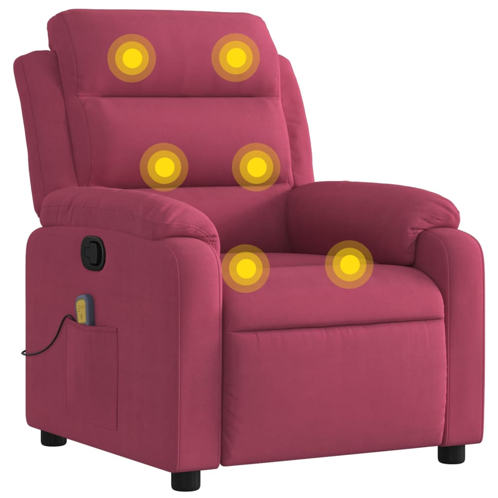 Massagestoel verstelbaar fluweel wijnrood is nu te koop bij PeponiXL, paradijselijk wonen!