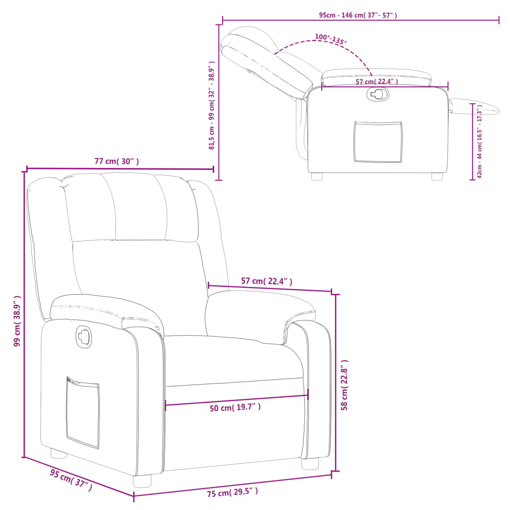 Fauteuil verstelbaar kunstleer crèmekleurig is nu te koop bij PeponiXL, paradijselijk wonen!