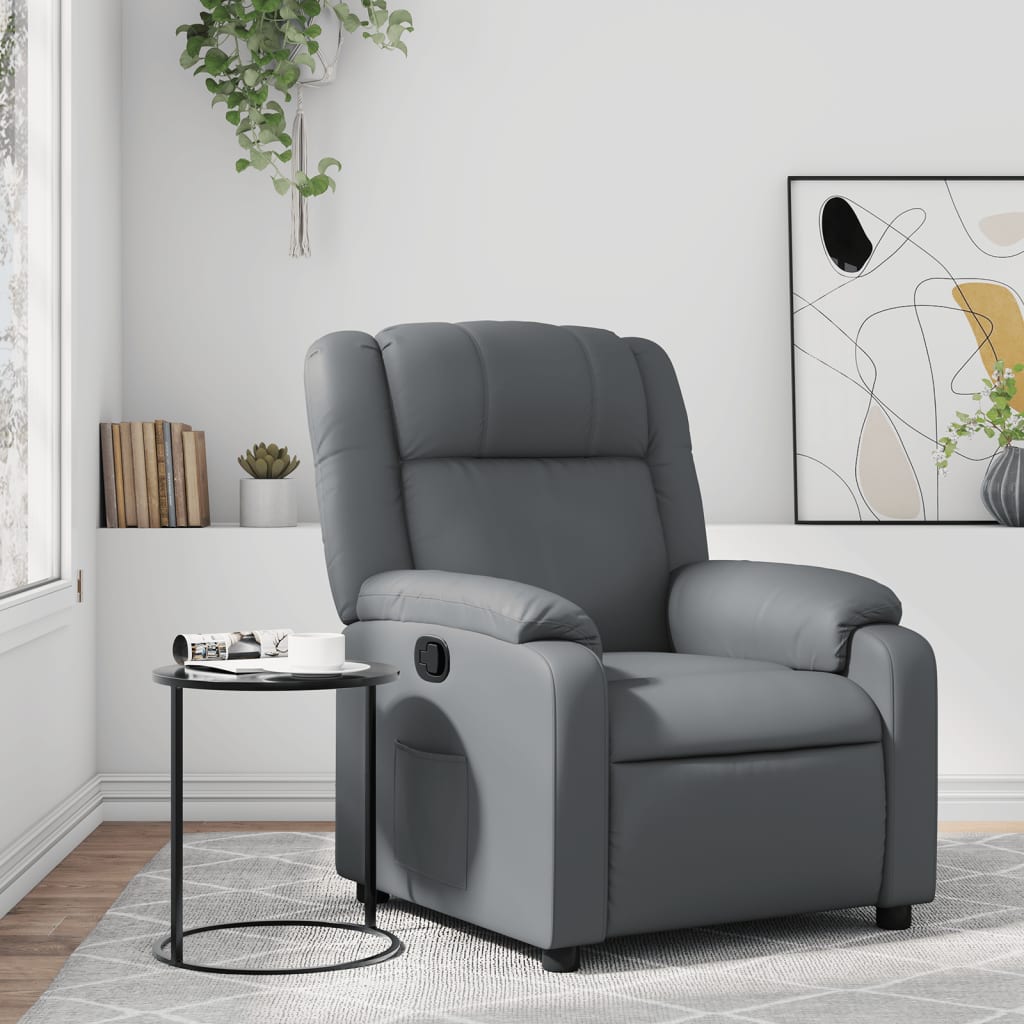 Fauteuil verstelbaar kunstleer grijs is nu te koop bij PeponiXL, paradijselijk wonen!