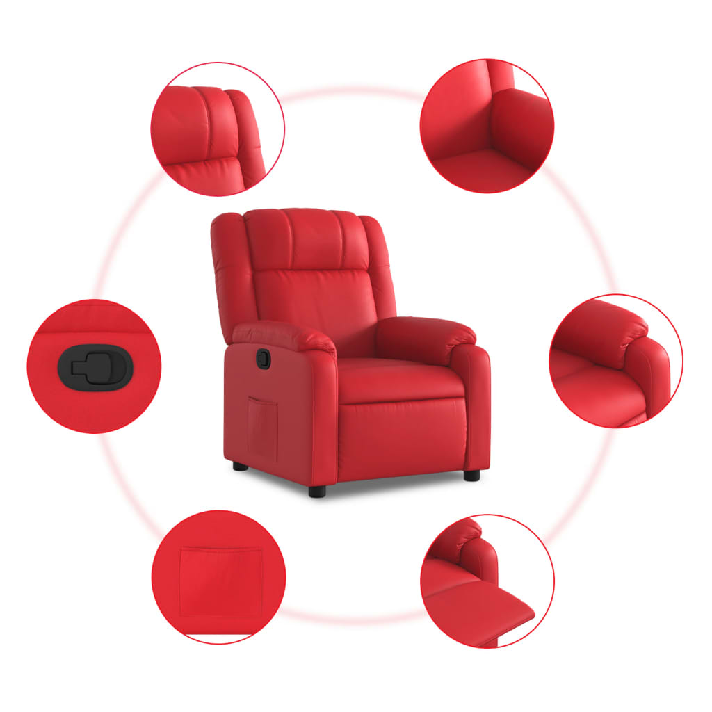 Fauteuil verstelbaar kunstleer rood is nu te koop bij PeponiXL, paradijselijk wonen!