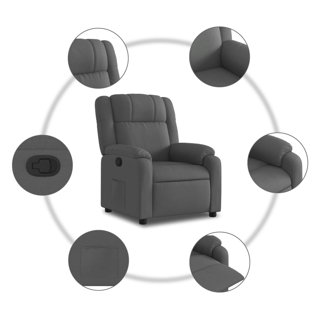 Fauteuil verstelbaar stof donkergrijs is nu te koop bij PeponiXL, paradijselijk wonen!