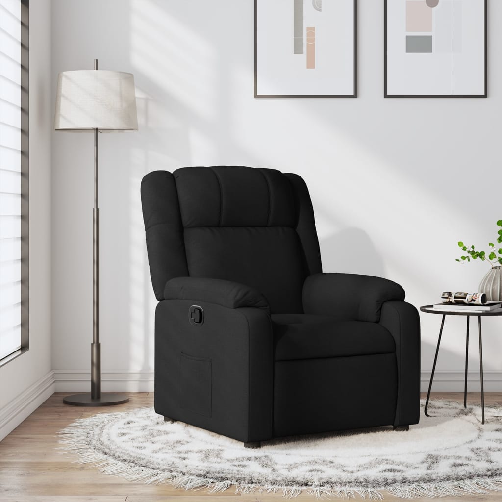 Fauteuil verstelbaar stof zwart is nu te koop bij PeponiXL, paradijselijk wonen!