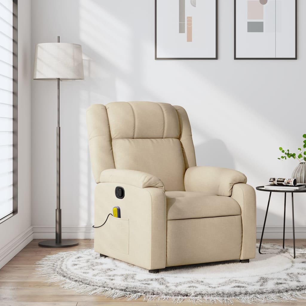 Massagestoel verstelbaar stof crèmekleurig is nu te koop bij PeponiXL, paradijselijk wonen!