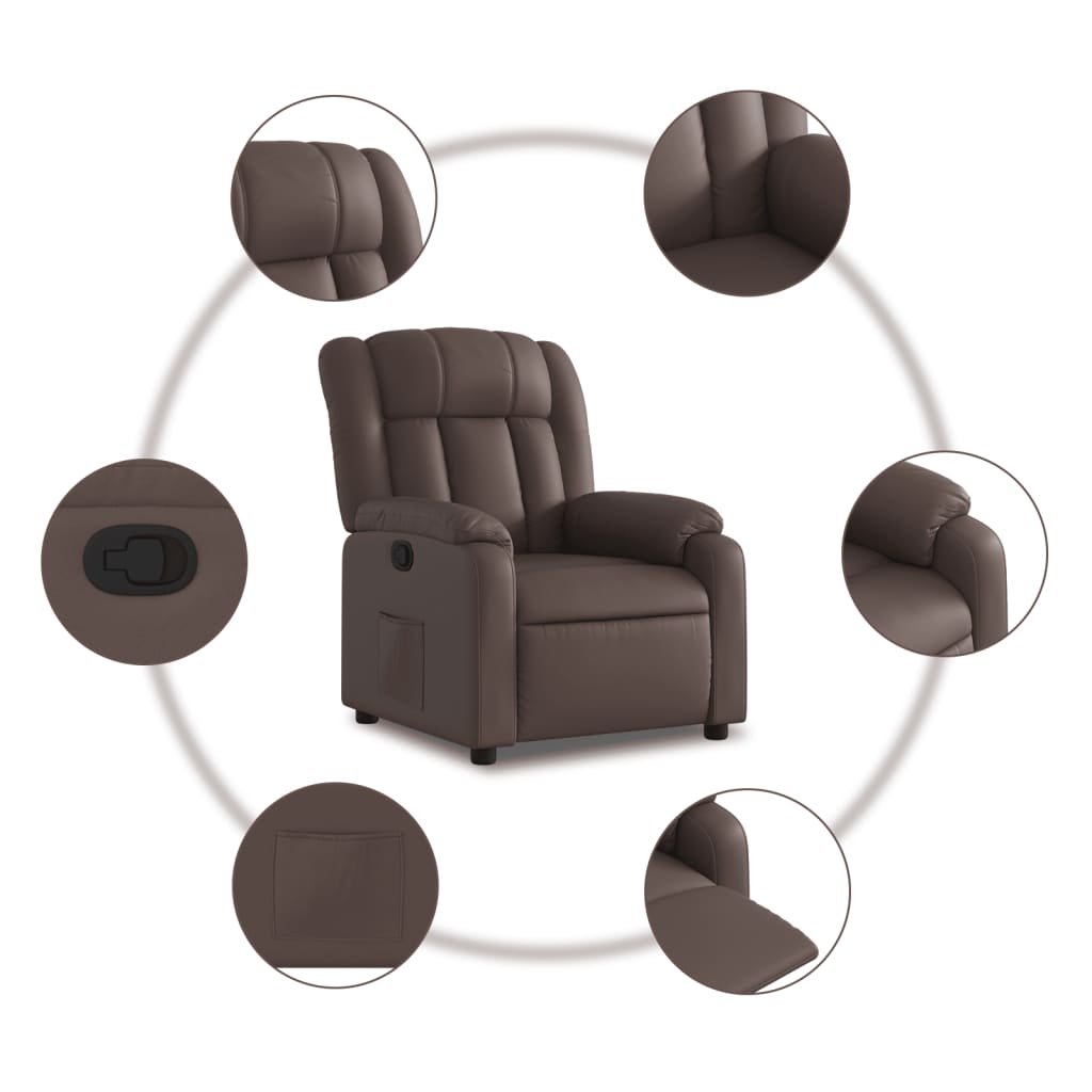 Fauteuil verstelbaar kunstleer bruin is nu te koop bij PeponiXL, paradijselijk wonen!