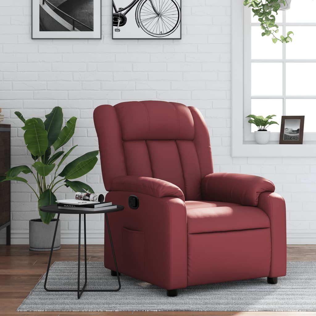 Fauteuil verstelbaar kunstleer wijnrood is nu te koop bij PeponiXL, paradijselijk wonen!