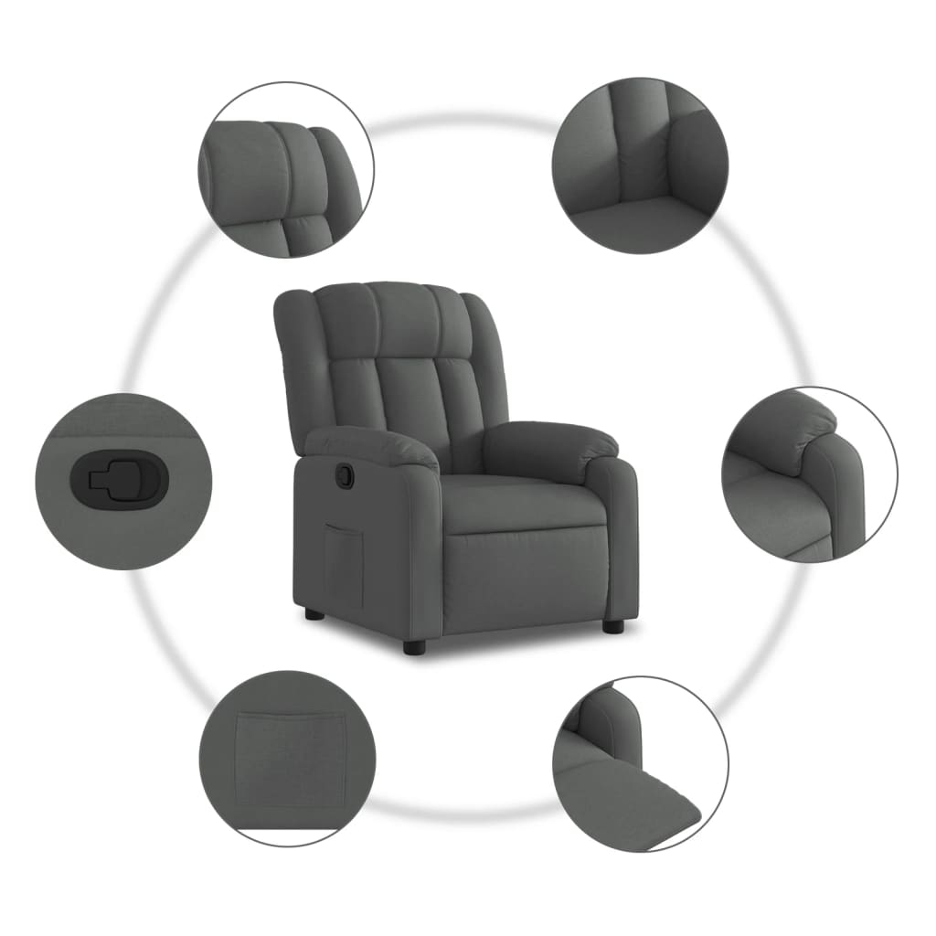 Fauteuil verstelbaar stof donkergrijs is nu te koop bij PeponiXL, paradijselijk wonen!
