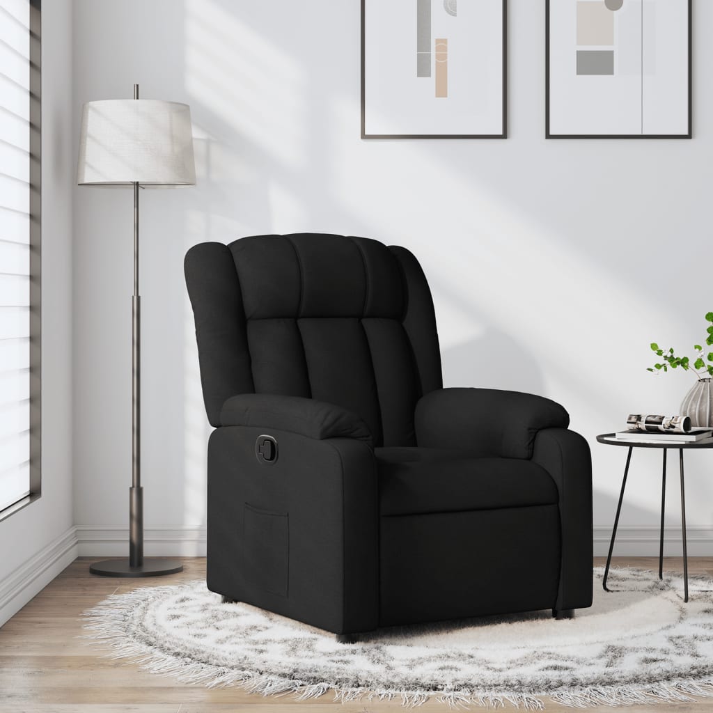 Fauteuil verstelbaar stof zwart is nu te koop bij PeponiXL, paradijselijk wonen!