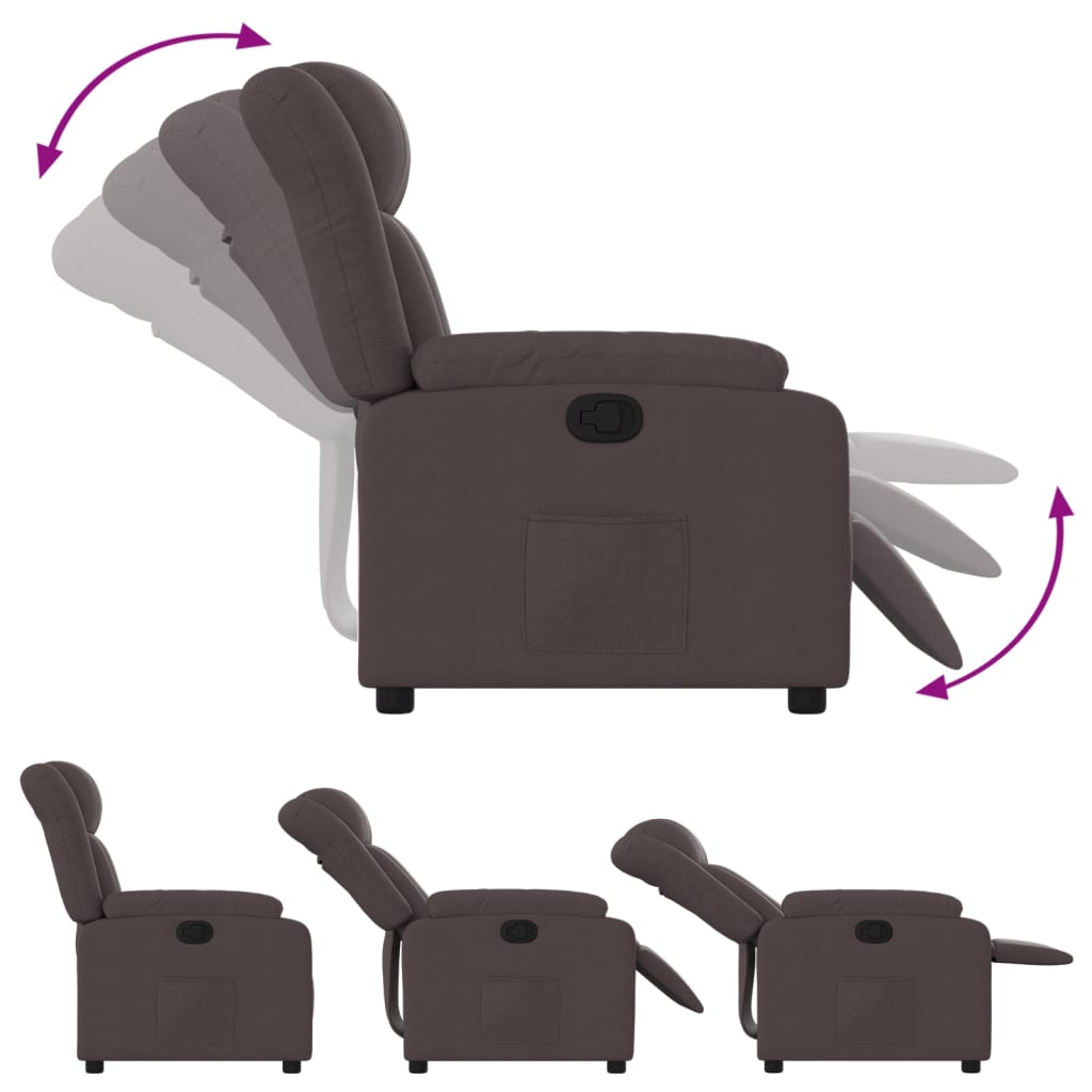 Fauteuil verstelbaar stof donkerbruin is nu te koop bij PeponiXL, paradijselijk wonen!