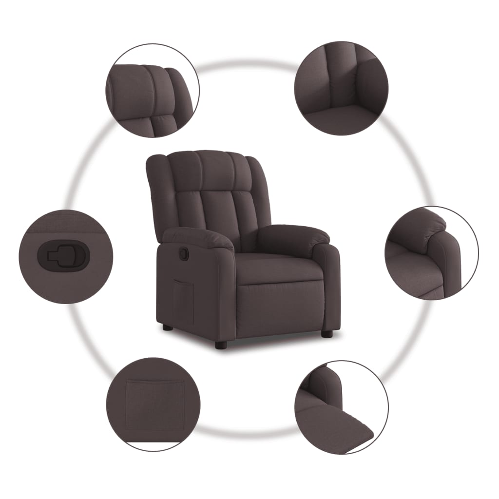 Fauteuil verstelbaar stof donkerbruin is nu te koop bij PeponiXL, paradijselijk wonen!