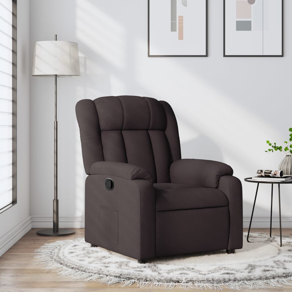 Fauteuil verstelbaar stof donkerbruin is nu te koop bij PeponiXL, paradijselijk wonen!