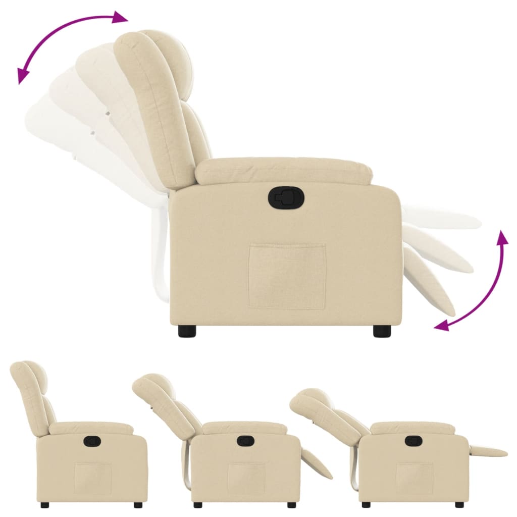 Fauteuil verstelbaar stof crèmekleurig is nu te koop bij PeponiXL, paradijselijk wonen!