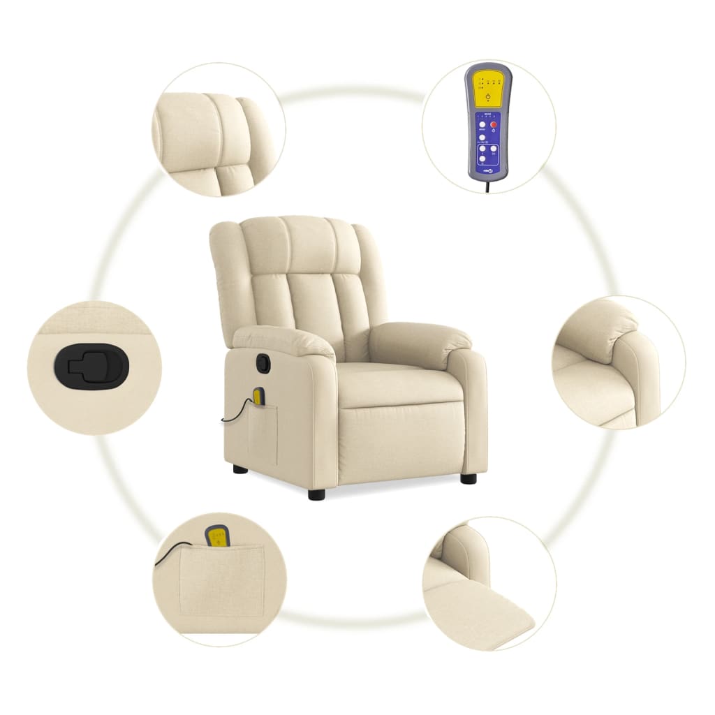 Massagestoel verstelbaar stof crèmekleurig is nu te koop bij PeponiXL, paradijselijk wonen!