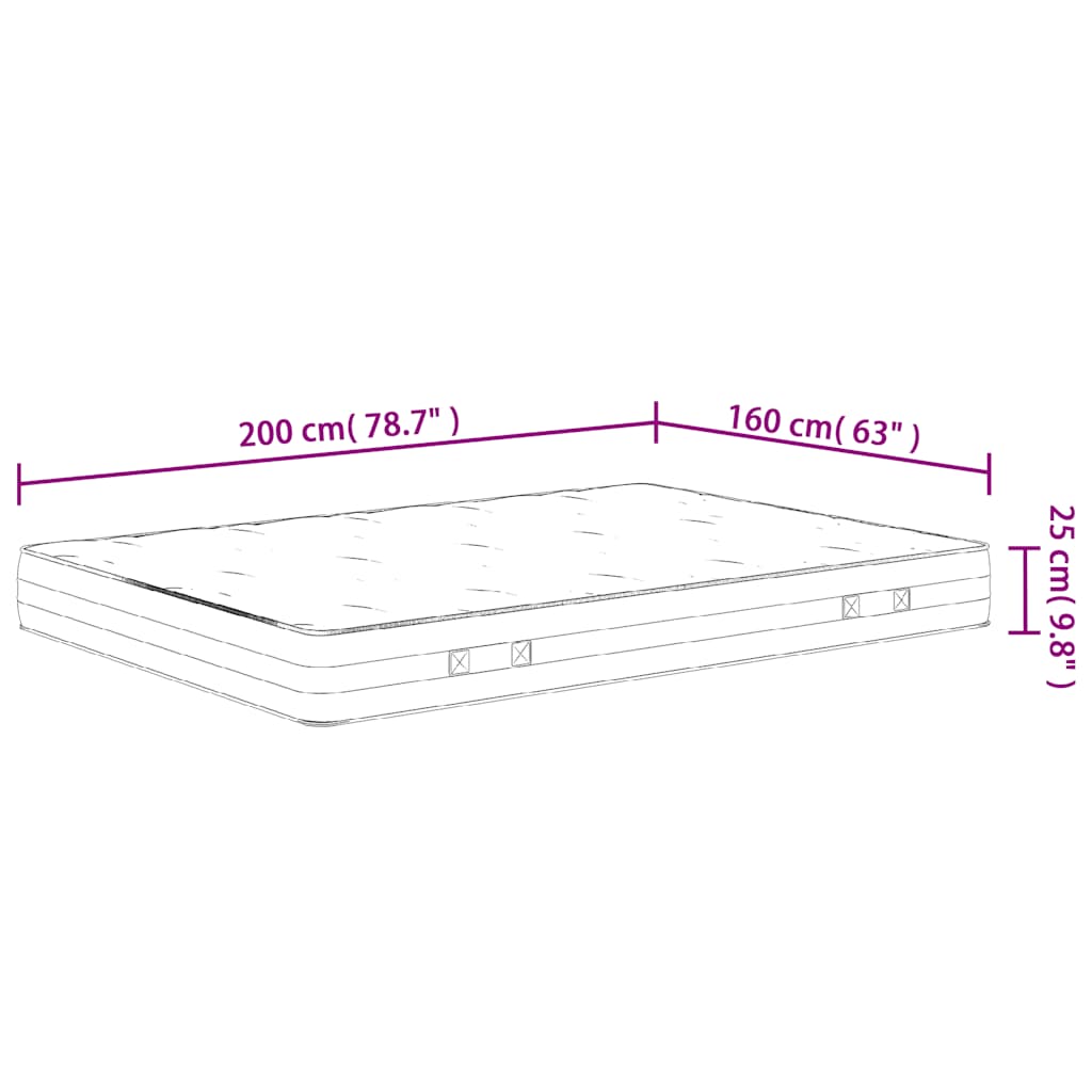 Pocketveringmatras middelhard-hard 160x200 cm Super King Size is nu te koop bij PeponiXL, paradijselijk wonen!