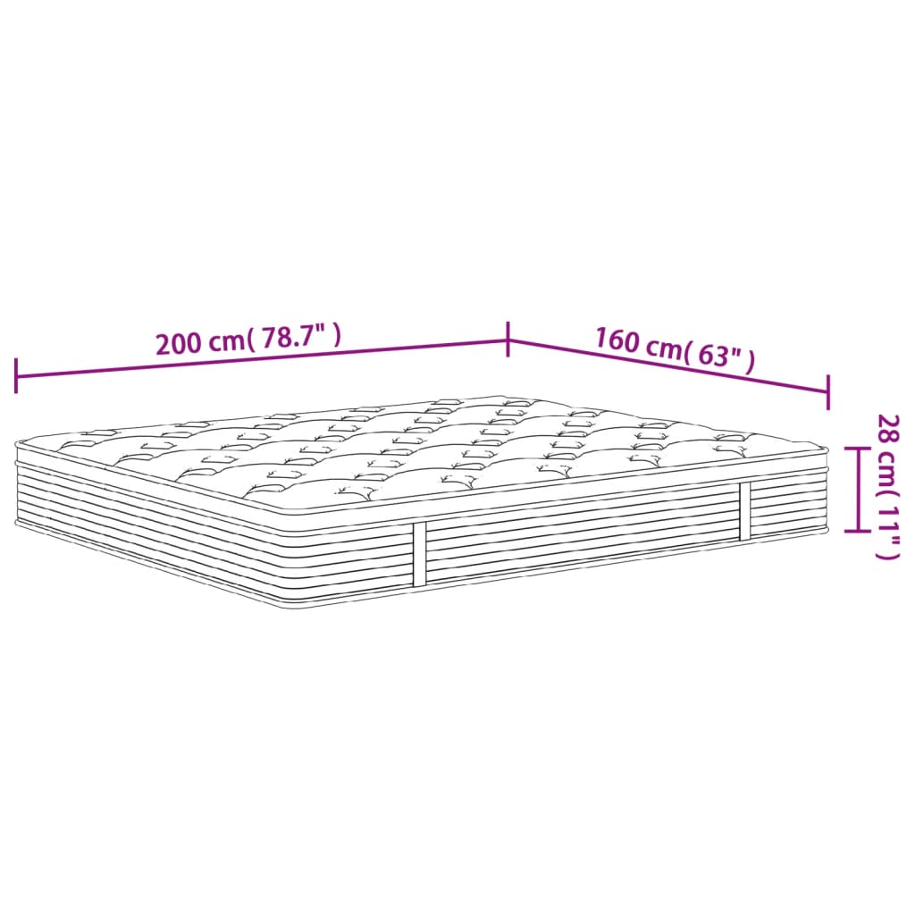 Pocketveringmatras middelhard 160x200 cm Super King Size is nu te koop bij PeponiXL, paradijselijk wonen!